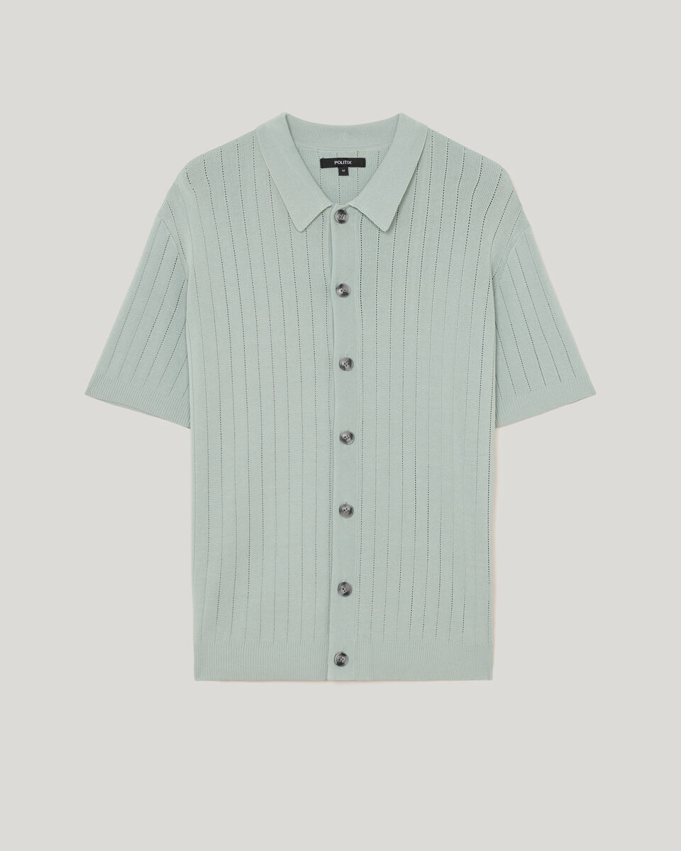 Stripe Knit Polo, Seafoam, hi-res